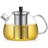 ecooe Originele 1500 ml zilveren theepot van glas borosilicaatglas theemaker met afneembare 18/8 roestvrijstalen zeef…