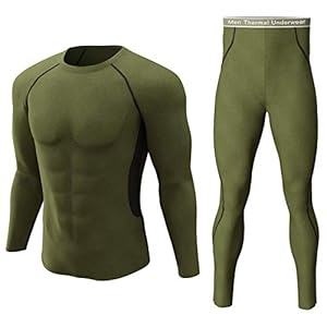 Mens Thermal Underwear Set, Long Johns for Men Winter Hunting Gear Sport Base Layer Top and Bottom - Black and Black XL