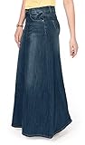 Long Faded Denim Skirt Sizes 6 - 20 Womens full length maxi skirt (SKIRT93)
