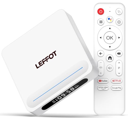 Android 14.0 TV Box 2025, LEFFOT H618 Plus 4K UHD TV Streaming Device, 4GB RAM 32GB ROM, Smart TV Box with Google Assistant Voice Remote, 2.4G & 5G WiFi 6, BT 5.4, HDR10, Allwinner H618 Quad-Core A53