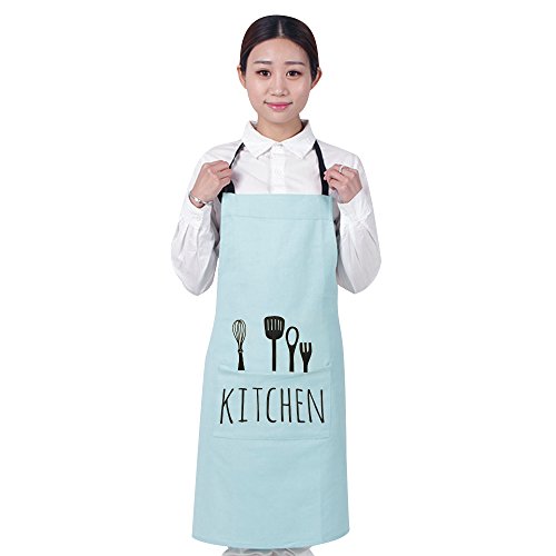 100% Cotton Cooking Kitchen Aprons Restaurant Apron for Women Men Chef,Waterproof Kitchen Apron with Big Pockets Adjustable Bib for Cooking, Crafting, Gardening Restaurant 5 Color