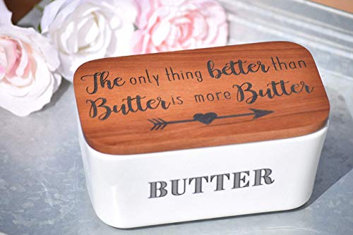 Butter Dish - Farmhouse Kitchen Decor - Funny Butter Dish - Butter Dish With Lid - Covered Butter Dish - Holiday Gifts Porcelain Butter Dish