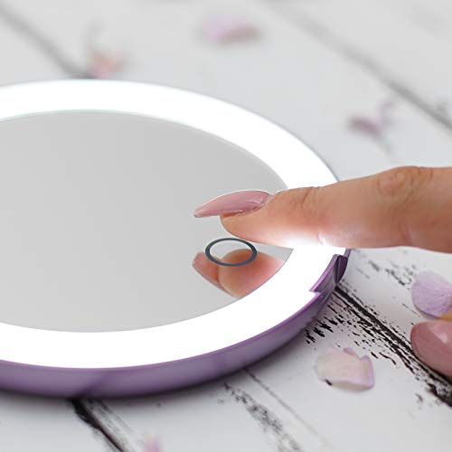LUNA London LED Compact Mirror 2.0 7X Magnification, 3 Colour Lights