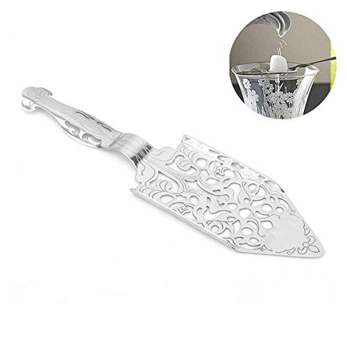 VANGOAL Stainless Steel Absinthe Spoon, Original Gothic Absinthe Fountain Spoon Dripper for Absinthe Glasses Sugar Cube, Exquisite Hollowed-out Spoon Cocktail Bar Scoop Filter Spoon (Silver)