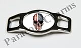 American Flag - Design #106 - USA Skull Stainless Steel 550 Paracord Shoelace Charm - NEW