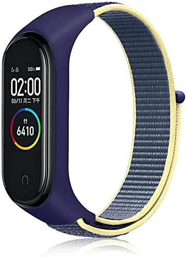 Mi-Case Strap Compatible For Xiaomi Mi Band 6,Braided Adjustable Elastic Nylon Sport Replacement Wristband Compatible For Xiaomi Band Mi Band 6, Mi Band 5, Mi Band 4, Mi Band 3 Bracelet-Blue yellow