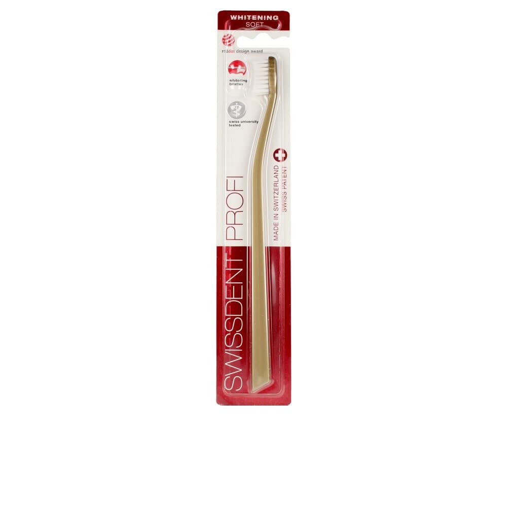 SWISSDENT Professional Whitening Toothbrush, Especially Helps with discolouration Caused by red Wine, Coffee and Smoking, with Soft bristles in Patented Spoon Shape, for Cleaning Difficult Areas
