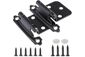 KIW Soft Close Hinges for Kitchen Cabinets Matte Black Cabinet Hinges Flush Mount 4 Pack 2 Pairs 1/2 Inch Overlay Semi-Concealed Cupboard Hinge Black Hinges for Cabinet Doors Hardware Silicon Dumpers