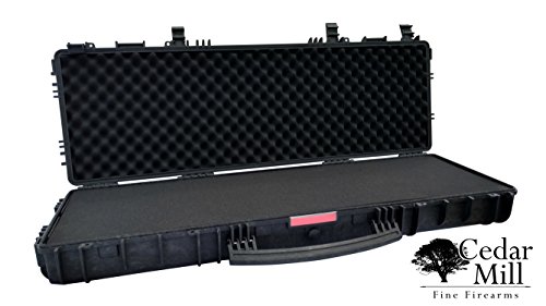 Tactical Double Rifle Case AR-15 Pick and Pluck Waterproof Hard Airsoft Gun Shotgun All-Weather Tactical Shooting Range Bag Heavy-Duty Handle Wheels Accessories Gear TSA Approved Black