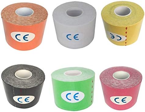 Eulan Therapeutic 6PCS Kinesiology Sport Tape Therapeutic Athletic Tape Physio Therapeutic Aid for Knees Shoulders Muscle Support (Black, White, Yellow, Green, Pink, Orange)