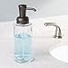 mDesign Glass Soap Dispenser Pump and Canister Jar for Bathroom Vanities, 2 pc Set - Clear/Bronze