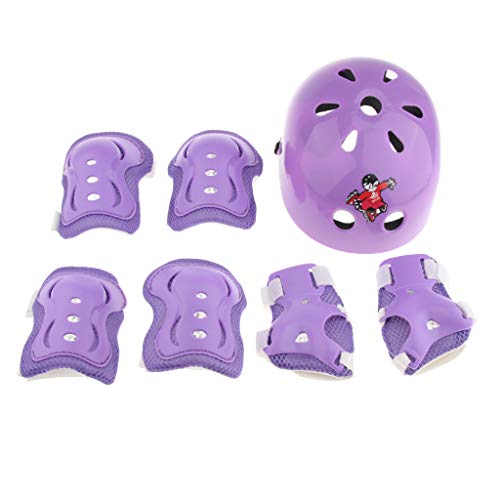 image for Baosity 7 Pcs Kid Child Roller Skating Bicycle Helmet Knee Wrist Guard
