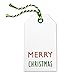 K-Kraft Green Tags for Gift Wrapping and Labeling (Xmas on White Kraft 25 PCS) with Pre-Strung Holiday Bakers Twine