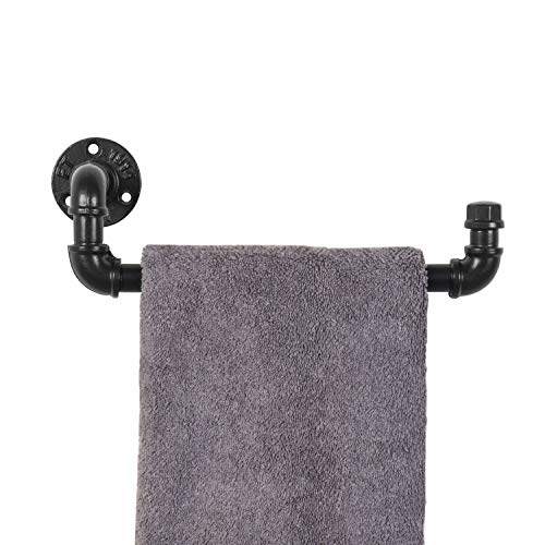 MyGift Wall Mounted Industrial Black Metal Bathroom Hardware Hand Towel