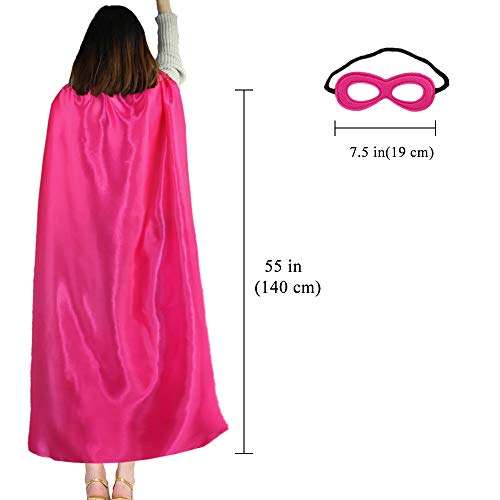 D.Q.Z Superhero Cape for Adult with Mask Men Women Super Hero Party (Rose) - Thumbnail 5