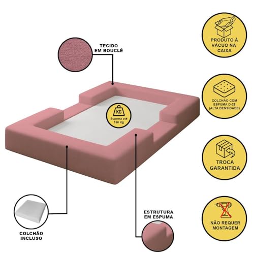 Cama Montessoriana Berço Infantil 100% Espuma Balaqui Decor Cor:rosa