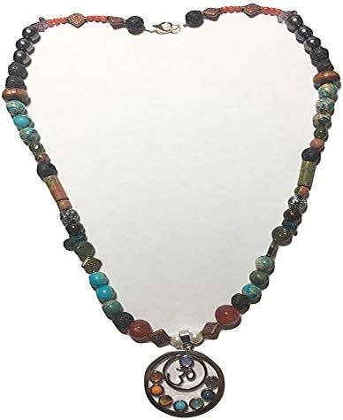 Saroj Healing Necklaces with Chakra Pendant, Turquoise and other gemstones/Lava Stone - One of a kind, you will not be able to find the same necklace anywhere else (7 chakra)