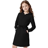Seechoslo New 6-14Y Girls Sweatshirt Dress Long Sleeve Half Zip Hoodie with Pockets