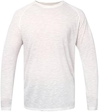 DOROM Men's Long Sleeve Casual Oneck T-Shirt White Size XXL