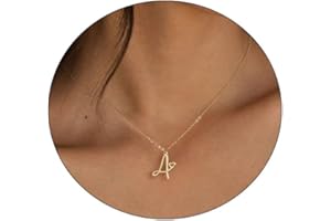 Rotnso Dainty Gold Initial Necklaces for Women Girls, 14K Gold Plated Tiny Letter Pendant Necklace Simple Cute Custom Personalized Monogram Name Choker Trendy Minimalist Jewelry Gift for Teen Girls