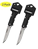 TANKING 2 Pack key knife,Stainless Steel Keychain Shaped Folding Pocket Knife (Black)
