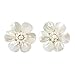 AeraVida Pretty White Mother of Pearl Flower Clip On Earrings for Women | Handmade Mother of Pearl Shell, Cultured Freshwater Pearl Earrings | 40 mm Width