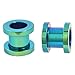 Pair (2) Green Titanium Screw Fit Ear Plugs Anodized Tunnels Gauges- 2G 6.5MM