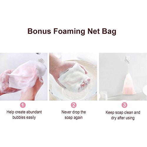 image for C&F Home Organic Soap Bar Gift Set with Free Foaming Net, 4 x 100g Ric