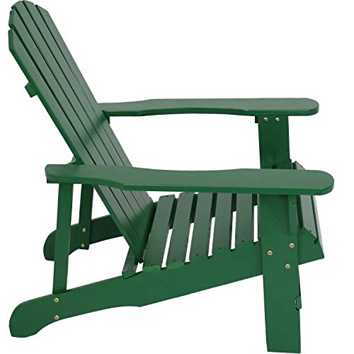 Sunnydaze Coastal Bliss Outdoor Wooden Adirondack Patio Chair Set of 2, Green