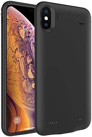 iPhone XS Max Battery Case, AUYOO 5200mAh Ultra-Thin iPhone XS Max Charger Case with Kickstand Charging Case Portable Rechargeable Extended Battery Pack Cover for Apple iPhone XS Max (6.5inch) -Black