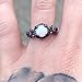 OPALTOP Black Gun Plated White Fire Opal Rings Created Amethyst Promise Engagement Rings Band for Women Girls (Size 5-10)