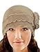 Dahlia Women's Skullies & Beanies - Angora Wool Winter Hat w/Flower, Camel