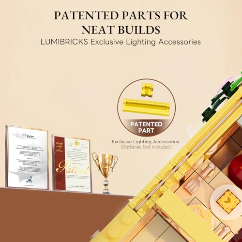 Lumibricks Italian Homestyle Restaurant Lighting Building-Bricks Set – City Town Modular Italian Trattoria & Café LED Light Building Kit 2868 Pcs Construction Set for Adults and Teens