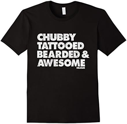 Men's Chubby Tattooed Bearded &amp; Awesome T-Shirt Vintage Distressed 3XL Black