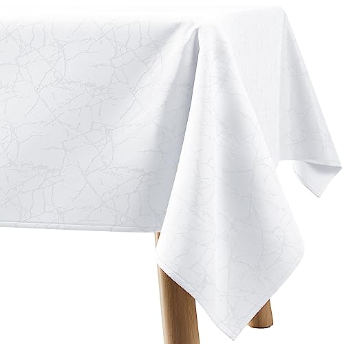 Filumi Tischdecke 110x180 cm Weiß Abwaschbar Für Indoor Outdoor Marmormuster Manil
