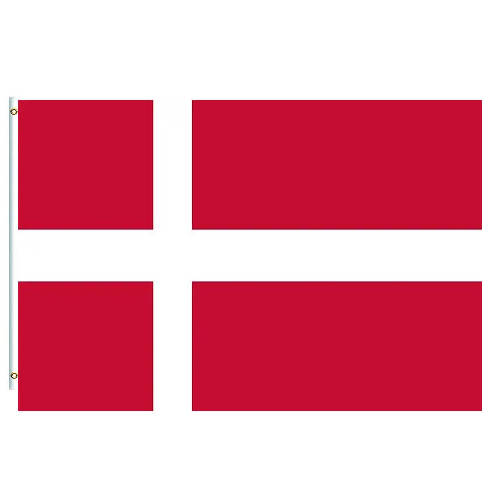 5ftx3ft Large Denmark Flag Banner,Double Sided With Brass Eyelets-Vivid Color and UV Fade Resistant Danish Dane National Flags for Outdoor & Indoor 2026 Wold Cup Football, Events Home Décor