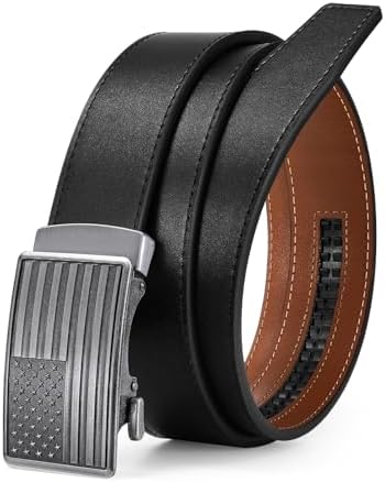 leather dress belts for men SANSTHS Ratchet 2-Pack – Belts With Adjustable Slide Buckle, 1 3/8