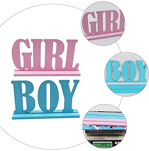 JTRF Boy Girl Wooden Table Decorations,Gender Reveal Table Decorations Boy Girl Letter Table Signs with Bases Decorative Centerpieces Signs Wooden Tabletop Decor for Tier Tray,School Supplies(1set)