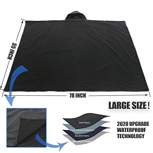 Innocedear Hooded Outdoor Blanket Waterproof Windproof,Portable Wearable Fleece Stadium Blanket&Poncho Blanket For Camping,Travel,Picnic,Sports,Football, Baseball,Bleacher Seat,Car,Beach,Weatherproof