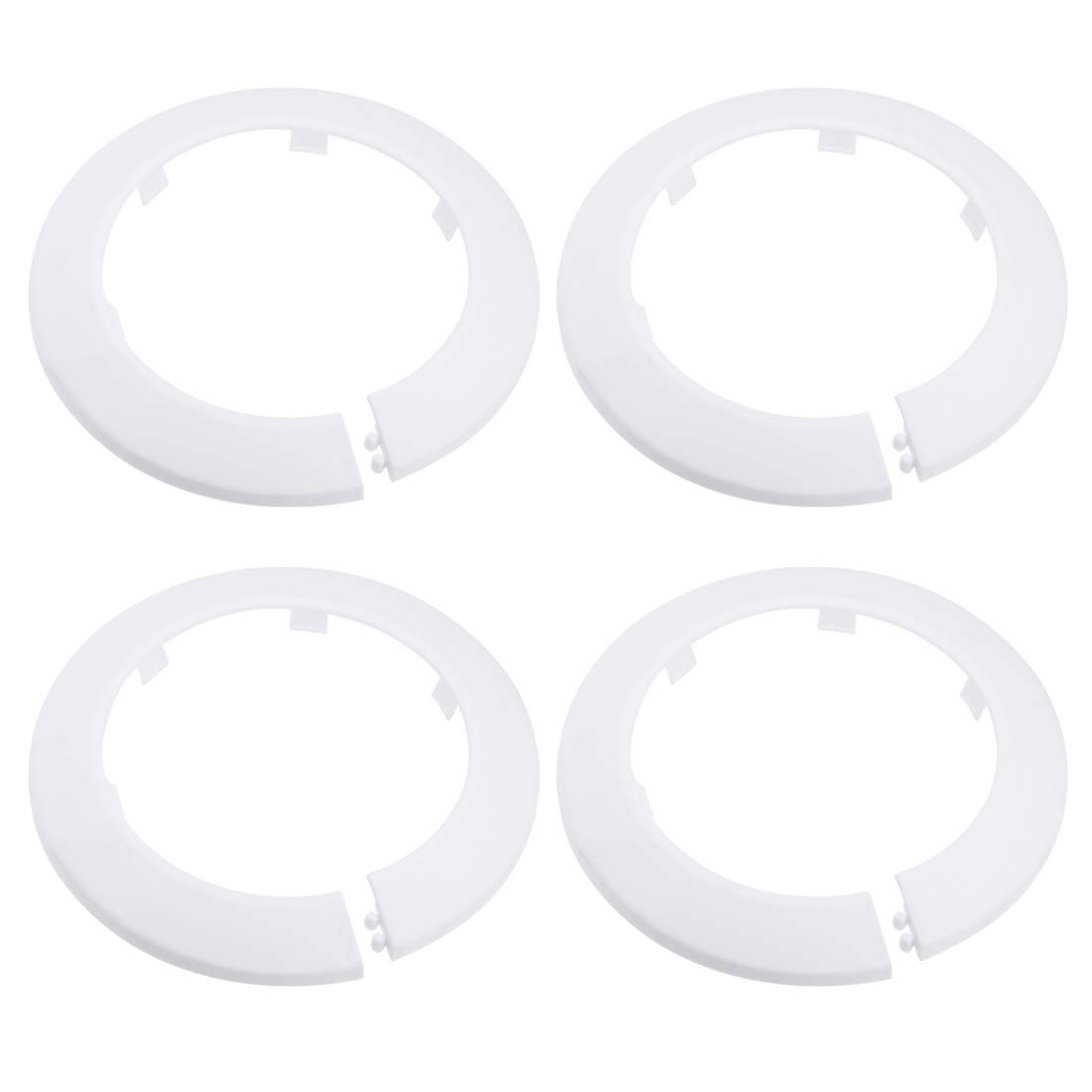 sourcing map 89mm Pipe Cover Decoration PP Plastic Water Pipe Escutcheon White 4pcs