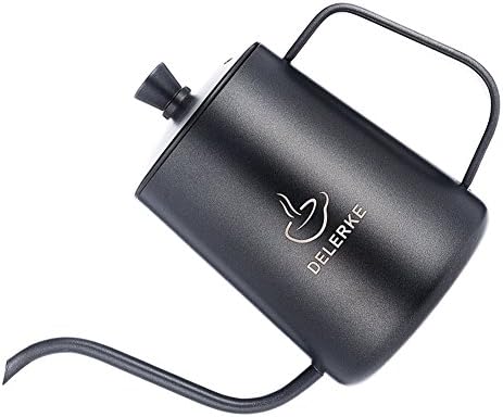 Coffee And Tea Kettle Teflon Stainless Steel Long Gooseneck Narrow Spout Coffee Pot kettle (Black 20oz)