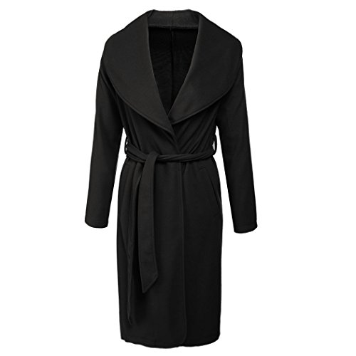SFY Women Turn Down Collar Long Sleeve Wool Coat Long Overcoat with Belt SFY Women Turn Down Collar Long Sleeve Wool Coat Long Overcoat with Belt