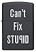 Zippo Can't Fix Stupid Pocket Lighter, Black Matte