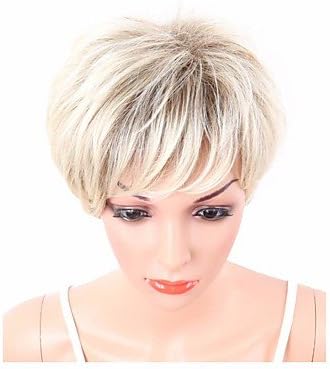 Women's Synthetic Wig Short Wavy Blonde Highlighted/Balayage Hair Layered Haircut With Bangs Natural Wigs Party Wig Celebrity Wig Costume