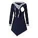 Maternity Nursing Hoodie Top,Crytech Pregnant Women Uneven Hemline Zipper Pullover Hooded Sweatshirt for Breastfeeding with Pocket Pregnancy Button Up Winter Fall T Shirt Clothes (Large, Blue)thumb 1