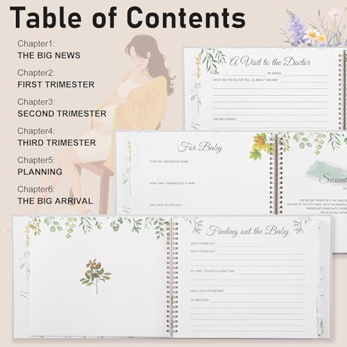 Pregnancy Journal for First Time Moms, Hardcover Pregnancy Planner with Stickers, Baby Memory Book Keepsake, Gender Reveal Gift for Expecting Moms, Weekly Tracker for Baby's Growth,135 Pages