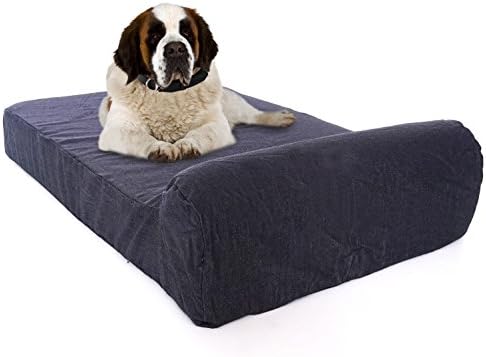 Pet Support Systems Extra Larg 52 x 36 x 7-Inch Gel Memory Foam Orthopedic Bed with Bolster for Dogs - Blue Denim