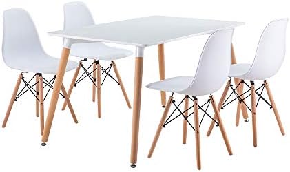 LUXES Wooden Dining Table and Eiffel Chairs Set of 4 Comfortable for Office Lounge Dining Kitchen