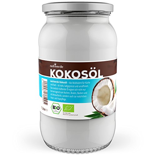 Nutriverde-BIO-Kokosl-1000ml-kaltgepresst-im-Schraubglas-Zum-KOCHEN-Braten-Backen-zur-KRPERPFLEGE-Haare-Zhne-oder-Hautpflege-oder-zur-TIERPFLEGE-Hund-Pferd-Katze