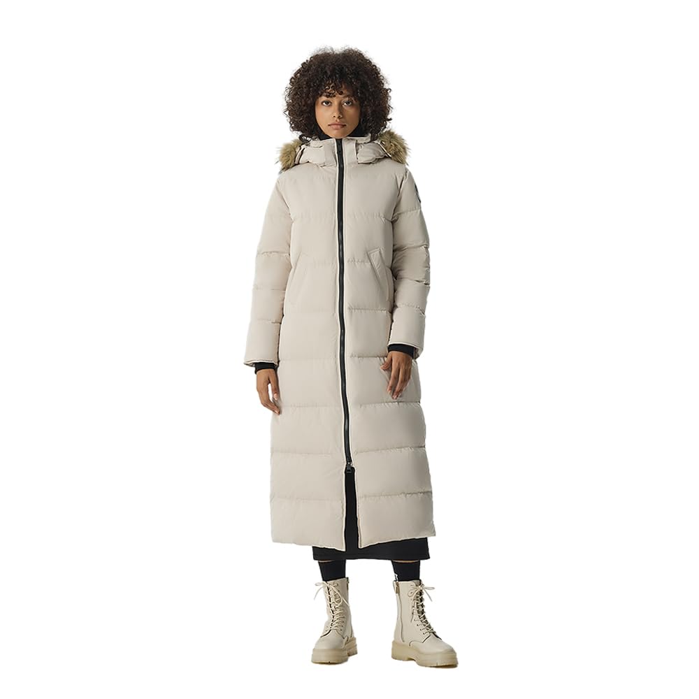 Photo 1 of Fitouch Women's Waukee Long Down Parka | 750+ Fill Power Insulation | Maxi Jacket | Water-resistantg Puffer Coat| BalanceWarmer Ratio| Apricot | Size XL